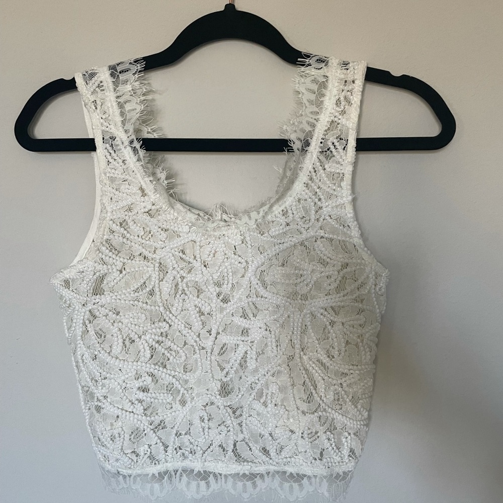 Off white lace crop top